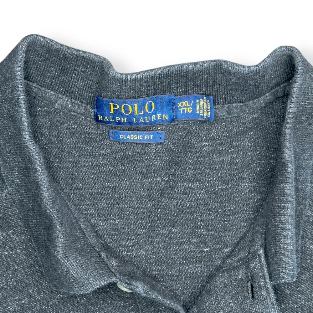 Polo Ralph Lauren Men's‎ XXL Gray Classic Fit Polo Shirt Maroon Pony 100% Cotton